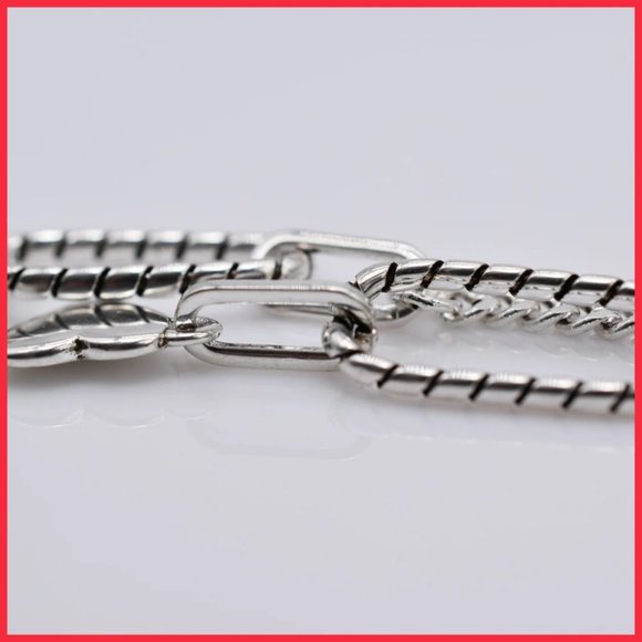 Silver Paper Clip and Cuban Multi Link Clavicle Length Necklace with 2 Hearts - Picture 7 of 7